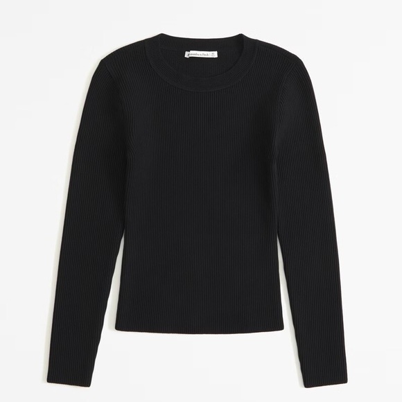 Abercrombie & Fitch Tops - NWT Abercrombie Long-Sleeve Ottoman Crew Top size XL black ribbed